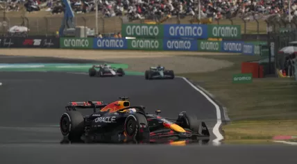 Red Bull driver Max Verstappen of the Netherlands steers his car during the Chinese Formula One Grand Prix race at the Shanghai International Circuit, Shanghai, Sunday, March 23, 2025.