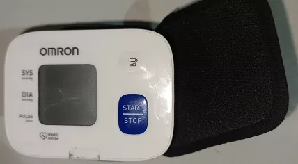 An Omron write blood pressure monitor for checking the blood pressure of the radial artery.