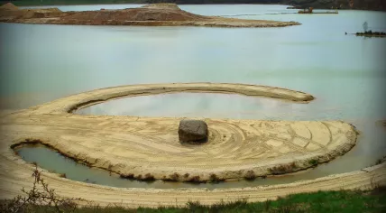 Broken Circle/Spiral Hill, a land art installation by American artist Robert Smithson, is seen in Emmen, Netherlands.