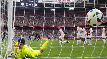 Mohamed Nassoh scores during the Dutch Eredivisie match between Ajax Amsterdam and Sparta Rotterdam at Johan Cruijff ArenA on April 27, 2025 in Amsterdam, Netherlands.