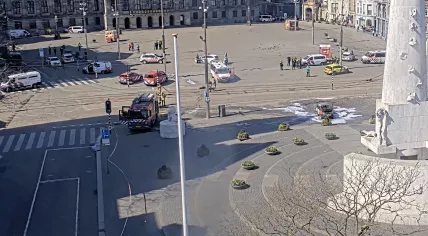 A car believed to be intentionally set on fire at Dam Square in Amsterdam. 3 April 2025