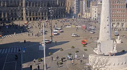 A car believed to be intentionally set on fire at Dam Square in Amsterdam. 3 April 2025