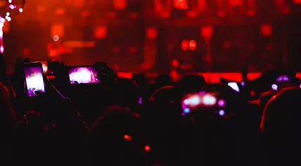 Filming at a festival.