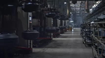 Tire storage at a factory
