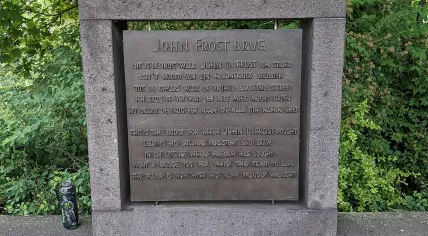 The Airborne monument at the foot of the John Frost Bridge in Arnhem