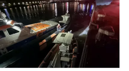 Dutch police seize 13 bags of hashish from a Rigid Inflatable Boat in Scheveningen's harbor on April 12, 2025. One man was arrested.