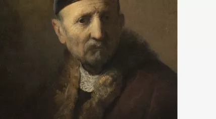 "Tronie van een oude man" ("Study of an Old Man") (1655-60) at Mauritshuis. Originally attributed to Rembrandt, new evidence suggests it may have been painted by a student or apprentice.