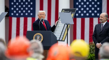 American President Donald Trump signs an Executive Order on the Administration’s tariff plans at a “Make America Wealthy Again” event, Wednesday, April 2, 2025, in the White House Rose Garden.