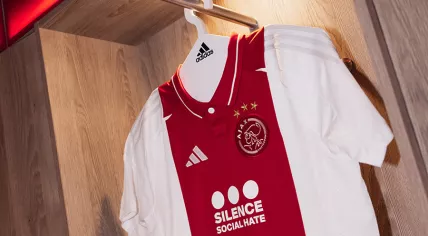 Special Ajax shirt to raise awareness for campaign against social media to be worn against NAC Breda on April 6, 2025.