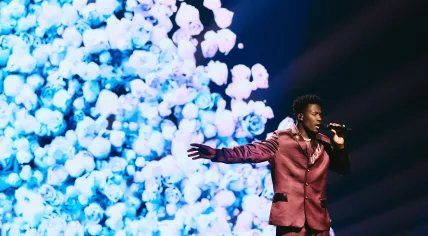 Dutch entry Claude performing C’est La Vie during the Grand Final of Eurovision 2025 in Basel, Switzerland. 17 May 2025