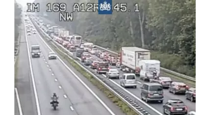 Traffic jammed up on the A12 during Ascension Day. 29 May 2025