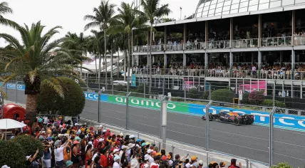 Red Bull Racing's Dutch driver Max Verstappen races during the 2025 Miami Formula One Grand Prix at Miami International Autodrome in Miami Gardens, Florida, on May 4, 2025.