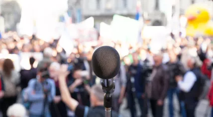 At a protest