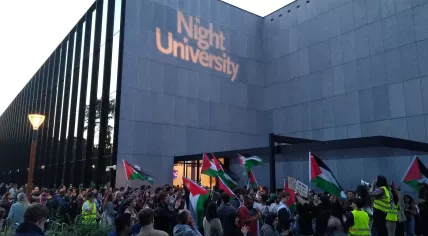 Pro-Palestine activists protest at Tilburg University, May 16, 2024.