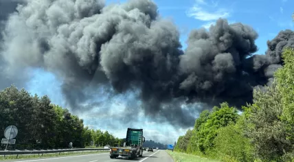 Smoke cloud from a fire in Horst, Limburg on May 8, 2025. 