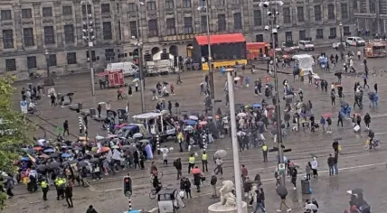 Demonstrators begin march against populism, radical-right influence at Dam Square, May 24, 2025