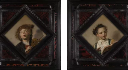 The portraits Violin-Playing Boy and Singing Girl, painted by Frans Hals around 1628