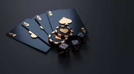 Gambler puts it on the line: Four aces, three dice, and two casino chips