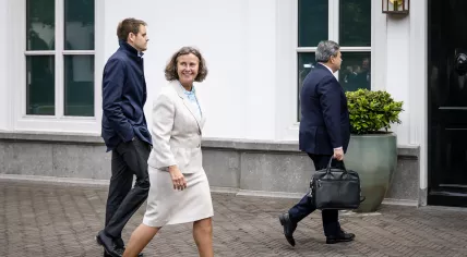 Marjolein Faber (PVV), looking quite pleased, enters the Catshuis in The Hague to discuss how the Schoof I Cabinet will proceed after Geert Wilders pulled the PVV out of the coalition, 3 June 2025