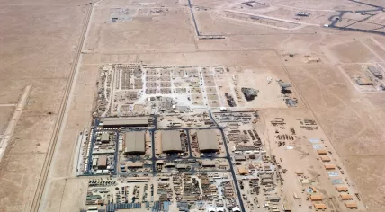 An archive aerial image of Ops Town at the Al-Udeid Air Base in Qatar. 18 August 2004