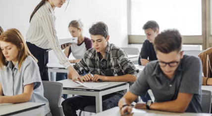 A teacher and students in class