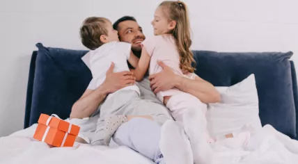 A father with two children.