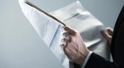 Reading a newspaper