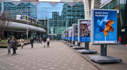 Signs for the NATO summit in The Hague, June 2025