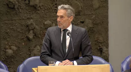 Prime Minister Dick Schoof speaks to the Tweede Kamer ahead of the debate on the fall of his first Cabinet. 4 June 2025