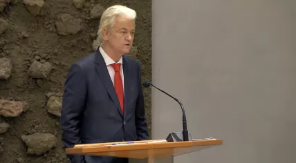 PVV leader Geert Wilders addresses the Tweede Kamer debate on the fall of Prime Minister Dick Schoof's first Cabinet. 4 June 2025