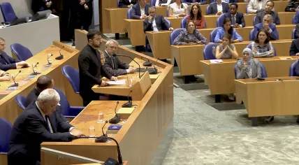 Ukrainian President Volodymyr Zelenskyy speaking to both Houses of Parliament in the Netherlands. 24 June 2025