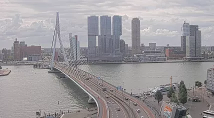 A cloudy day in Rotterdam, viewed from the Erasmus Bridge, 15 July 2025