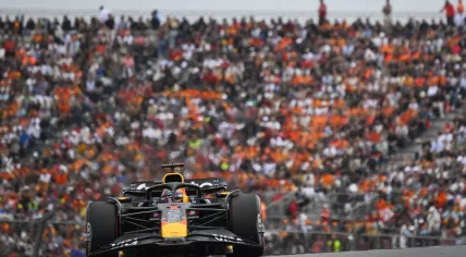 Red Bull Racing's Dutch driver Max Verstappen drives during the Formula One Dutch Grand Prix at The Circuit Zandvoort, western Netherlands, on August 31, 2025.