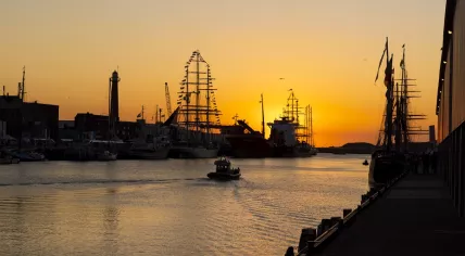 Sunset over PreSail in IJmuiden. SAIL Amsterdam 2025. 18 August 2025