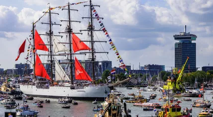 SAIL Amsterdam: Tallship BAP Unión from Peru arriving in Amsterdam, 20 August 2025