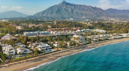 Aerial view of the luxurious Marbella resort town, Costa del Sol, Andalusia, Spain
