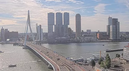 A partly cloudy day in Rotterdam, viewed from the Erasmus Bridge, 4 August 2025