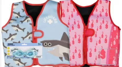 Two life jackets and a set of swim goggles recalled by TK Maxx in the Netherlands in August 2025