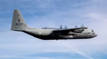 A Dutch C-130 Hercules military transport plane