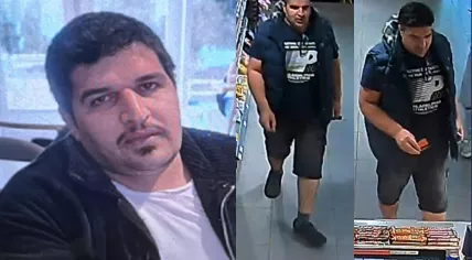 Omar Alhamad, wanted in connection with the disappearance of a 24-year-old Syrian woman in Almere on 7 August 2025. Pics on the right show what he was wearing that day