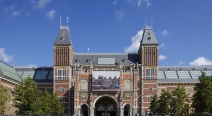 The 34-hour version of Steve McQueen's documentary, Occupied City, shown on the Rijksmuseum façade in Amsterdam. September 2025