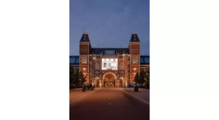 The 34-hour version of Steve McQueen's documentary, Occupied City, shown on the Rijksmuseum façade in Amsterdam. September 2025
