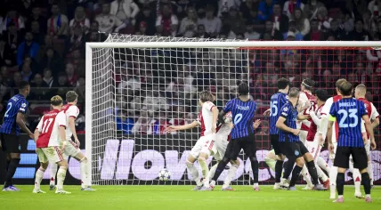 Marcus Thuram scores his second goal of the game to make it 0-2 for Internazionale against Ajax in the Johan Cruijff ArenA, September 17, 2025.