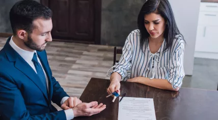 Debt collector with a client