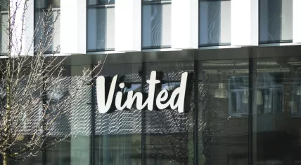Vinted logo on an office building