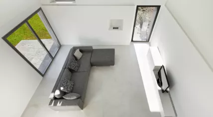 Architecture, interior of a modern house, living, top view. 2015