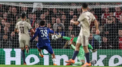 Marc Guiu of Chelsea scores to make it 1-0 during the UEFA Champions League Matchday 3 of 8 Chelsea vs Ajax at Stamford Bridge, London, United Kingdom, 22nd October 2025