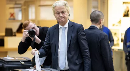 PVV leader Geert Wilders voting in the parliamentary election on 29 October 2025