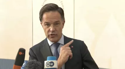 NATO Secretary General Mark Rutte speaks to reporters ahead of meetings with European leaders in Copenhagen. 2 October 2025
