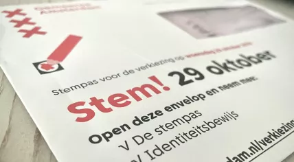 A municipality of Amsterdam voting pass for the 2025 parliamentary election
